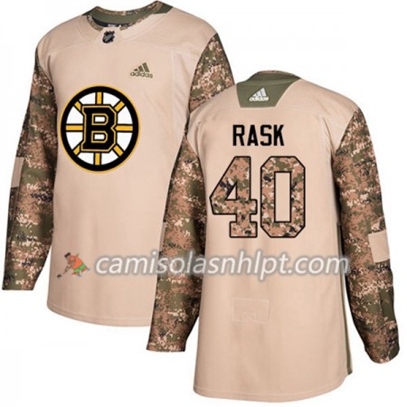 Camisola Boston Bruins Tuukka Rask 40 Adidas 2017-2018 Camo Veterans Day Practice Authentic - Homem